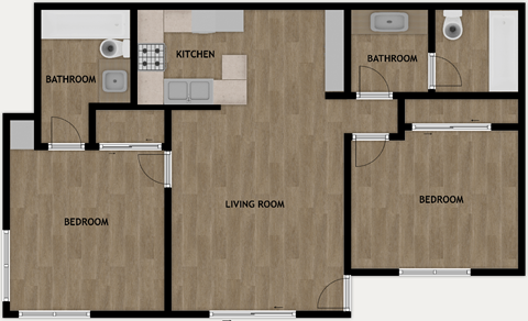 2 Bed 2 Bath Floor Plan at Sycamore Hills Village Apartments, California